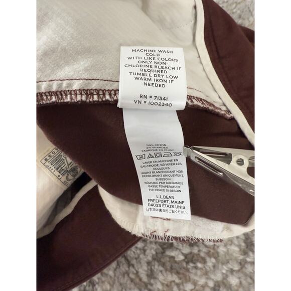 LL Bean Signature Womens Size 12 Rugged Cotton Blend Chino Pants Brown Button - Picture 11 of 13